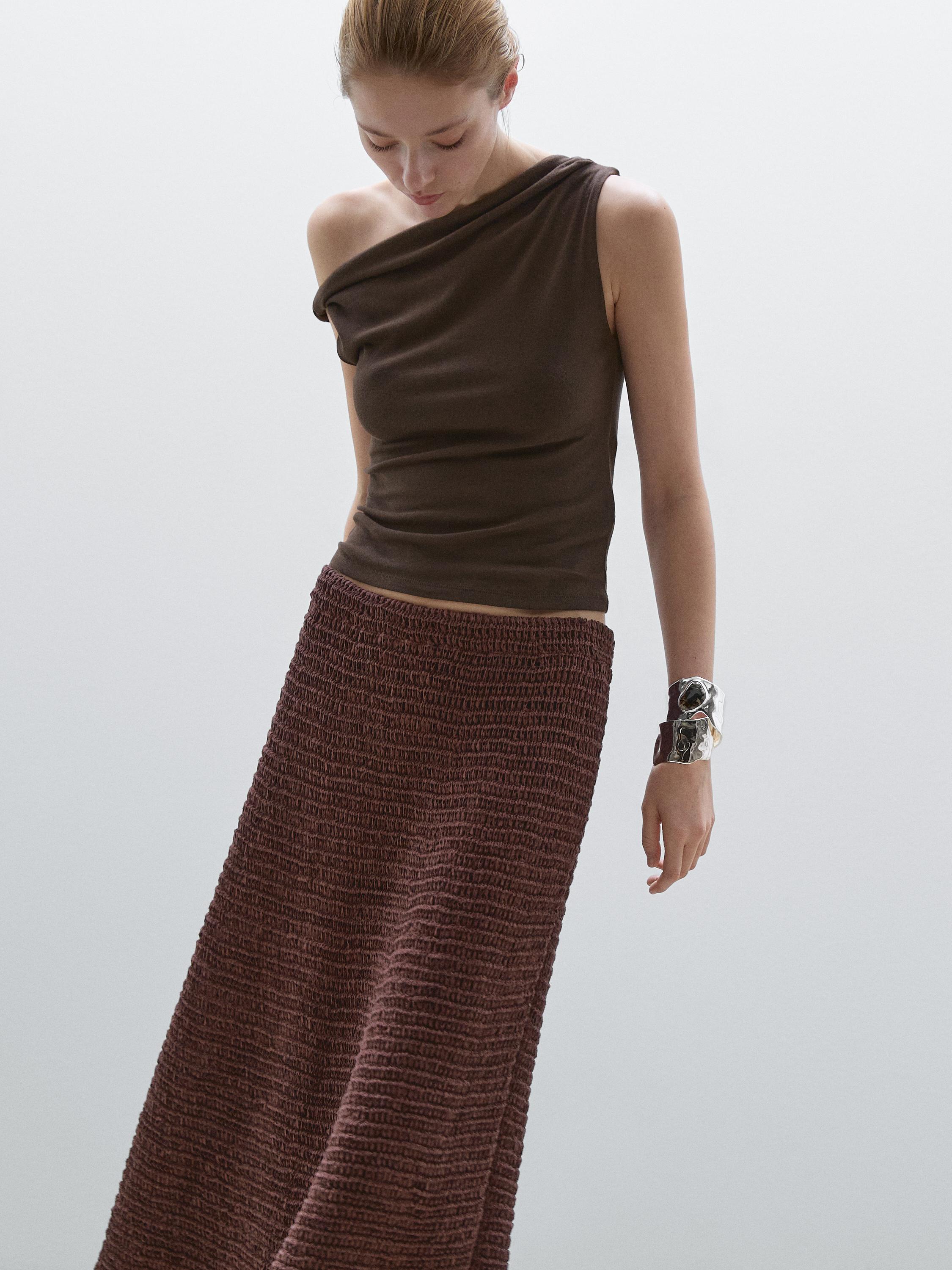 Top drapé avec nœud en coton